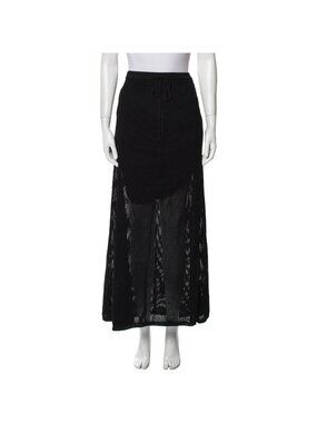 Dissh Black Crochet Knit Midi Skirt Size L